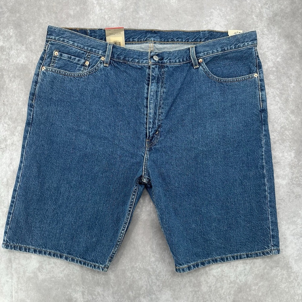 Levi's 505 Regular Shorts Mens 44 Blue Denim Dark Wash Classic Fit New